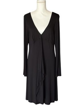 Karen Kane Black Long Sleeve Twist Front V-Neck Dress XL